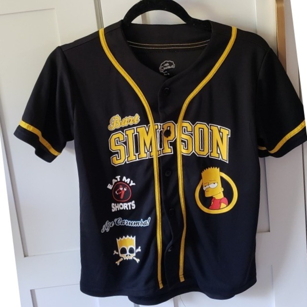 The Simpsons Jersey Unisex 14/16 Black Bart Simpson Baseball Tee